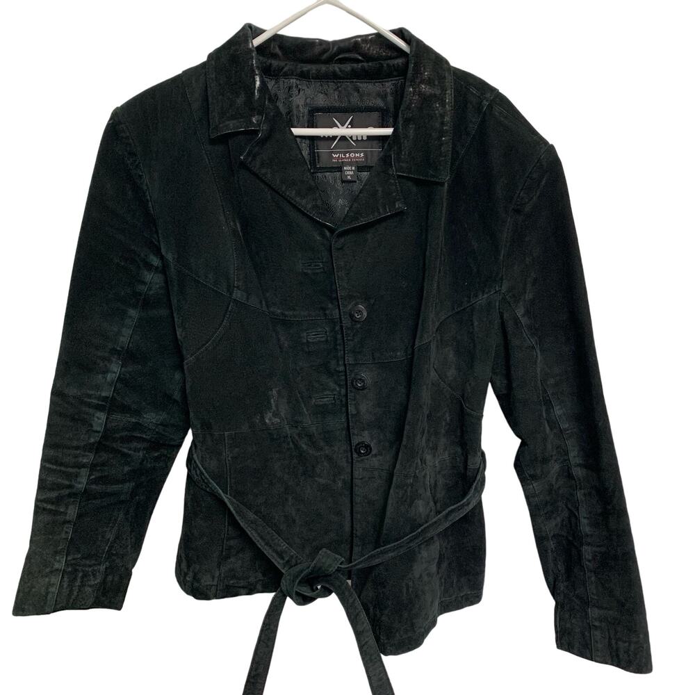 Maxima Wilsons The Leather Experts Vintage Black Leather Button Up Jacket XL
